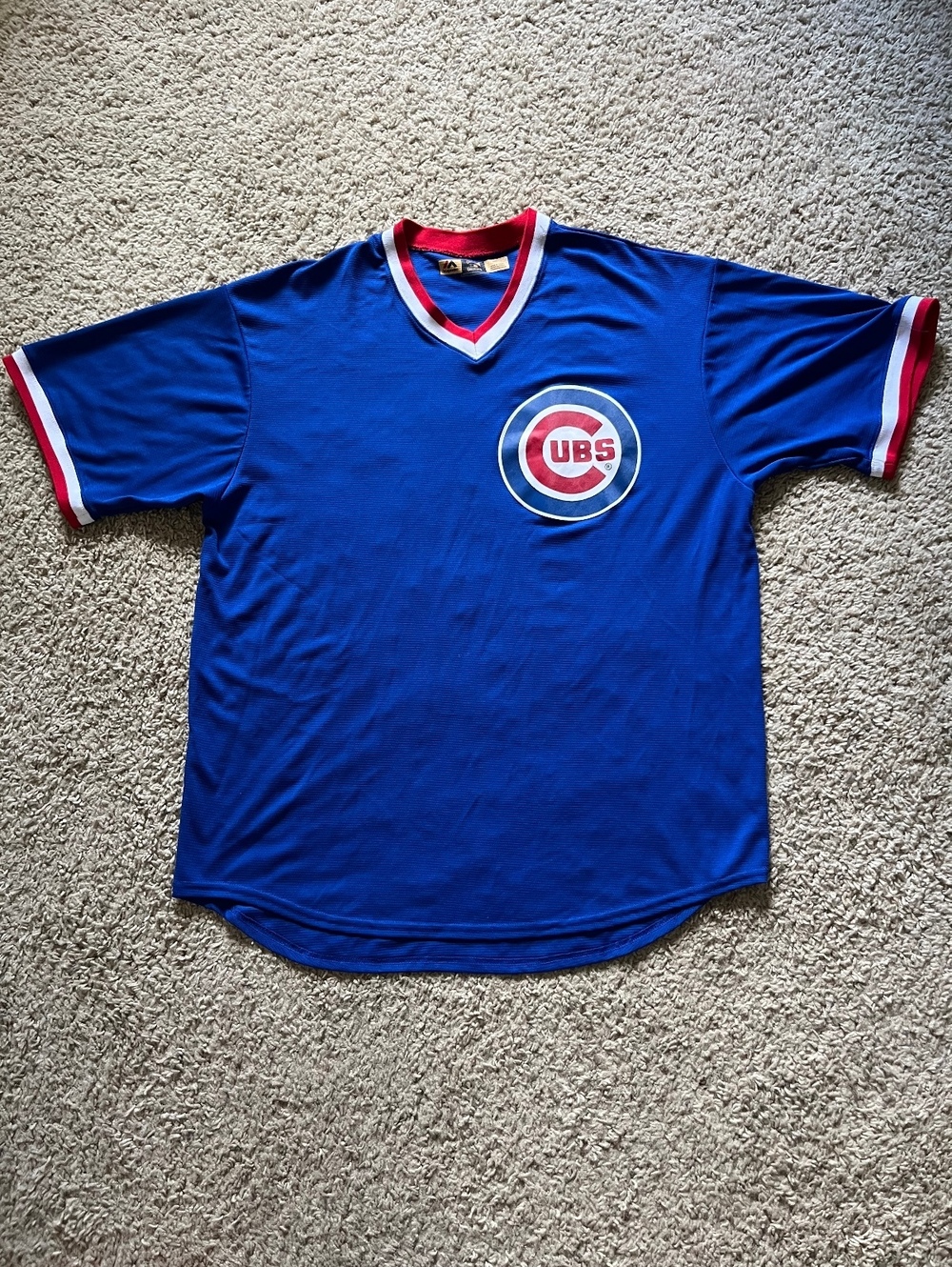 Majestic Chicago Cubs Royal Blue Ringer Shirt Jersey 2XLT